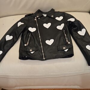 Lola + The Boys Black Jacket with White Hearts